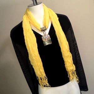 Yellow Gauze Abalone Citrine Scarf